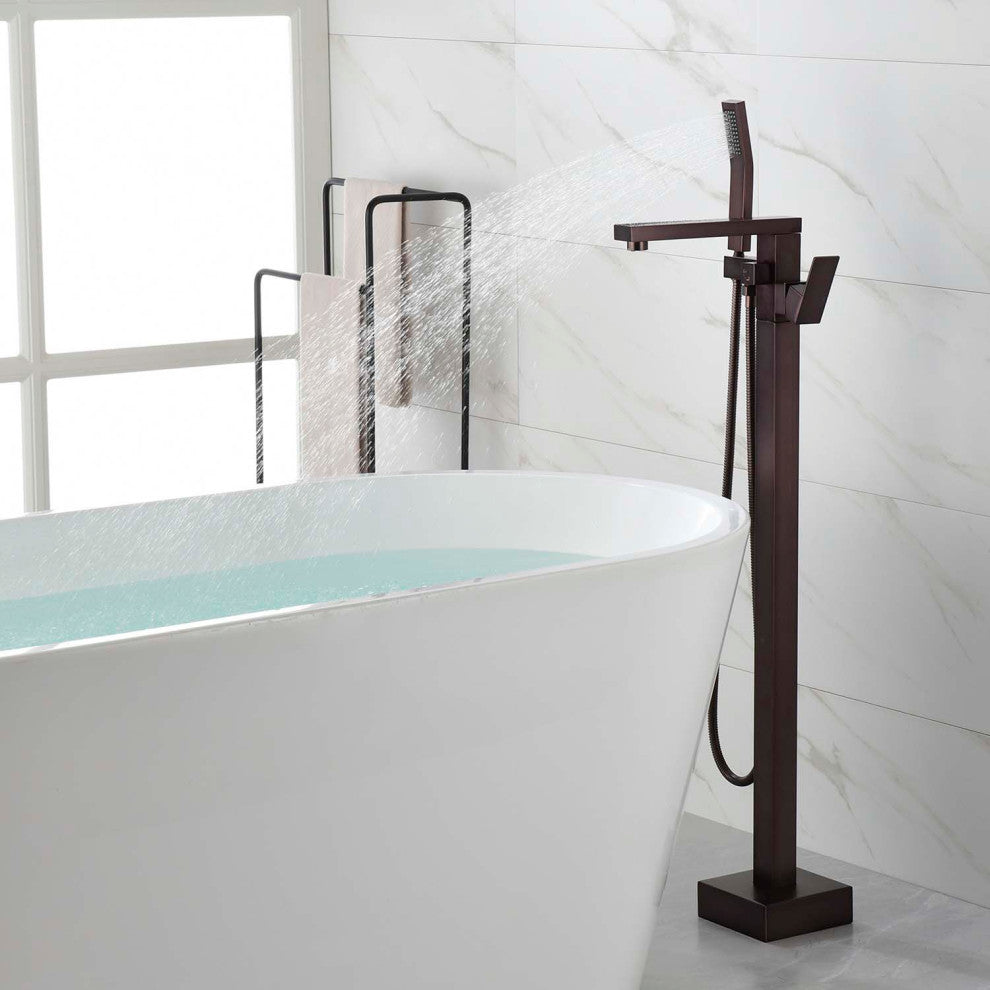 Givingtree Single Handle Floor Mounted Freestanding Tub Filler,Brown