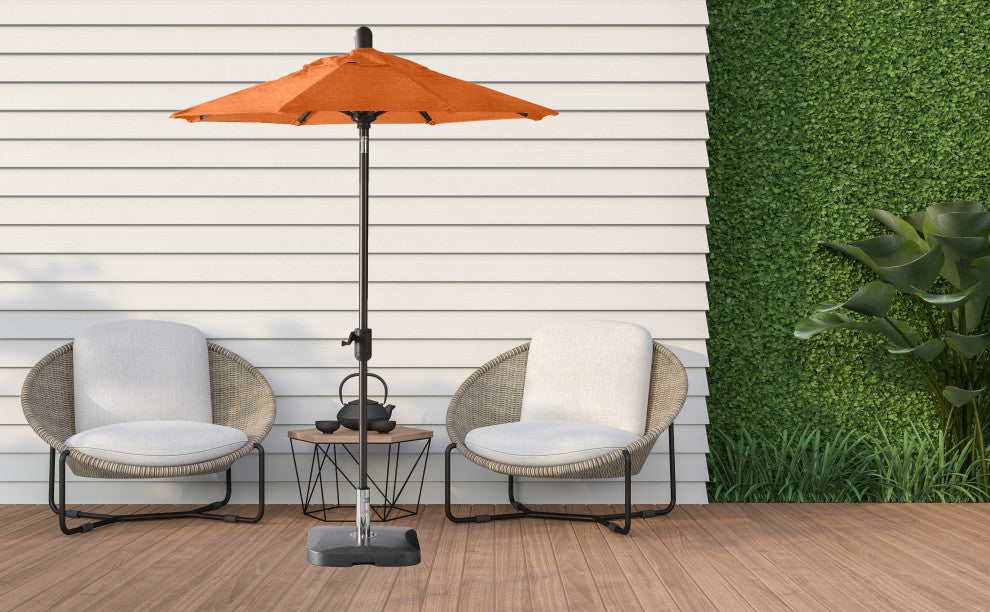 6' Round Auto Tilt Market Umbrella, Antique Bronze Frame, Tuscan