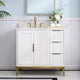 Alison Freestanding Bathroom Vanity with Italian Carrara White Marble Top, White, 36"