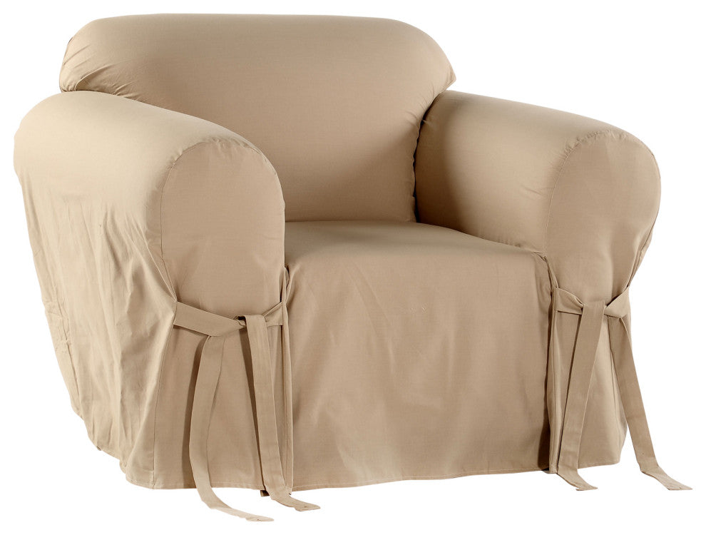 Classic Slipcovers Cotton Duck 1-Piece Chair Slipcover, Khaki