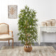 64" Bamboo Faux Tree W/Natural Bamboo Trunks Natural Woven Planter W/Tassels