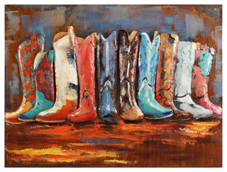 "Cowboy's Boots" Mixed Media Iron Hand Painted Dimensional Wall Art