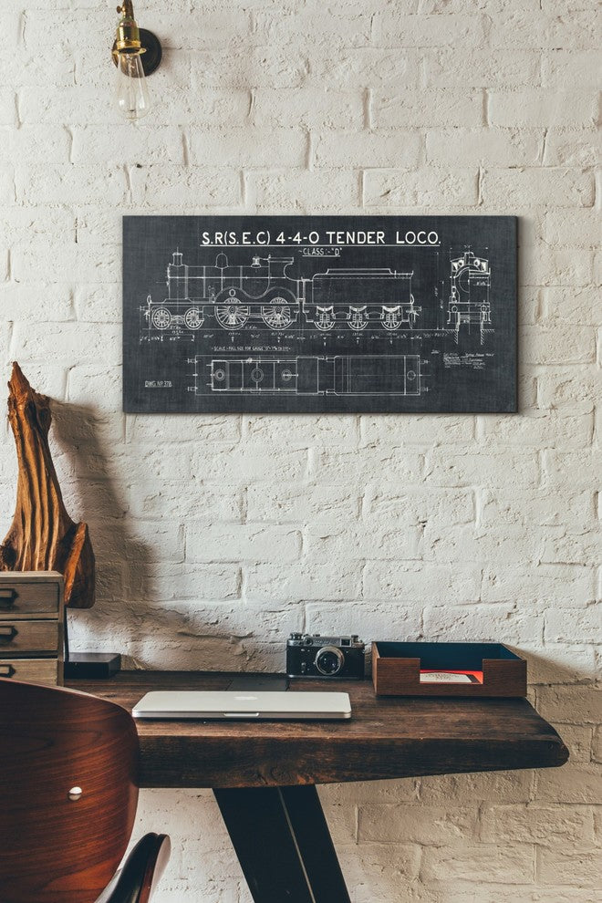 Epic Graffiti "Train Blueprint II" Giclee Canvas Wall Art, 12"x24"