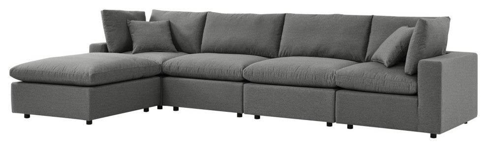 Modular Lounge Sectional Deep Sofa Set, Charcoal Gray, Modern, Outdoor