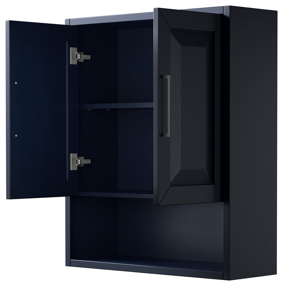 Daria Bathroom Wall-Mounted Storage Cabinet, Dark Blue With Matte Black Trim