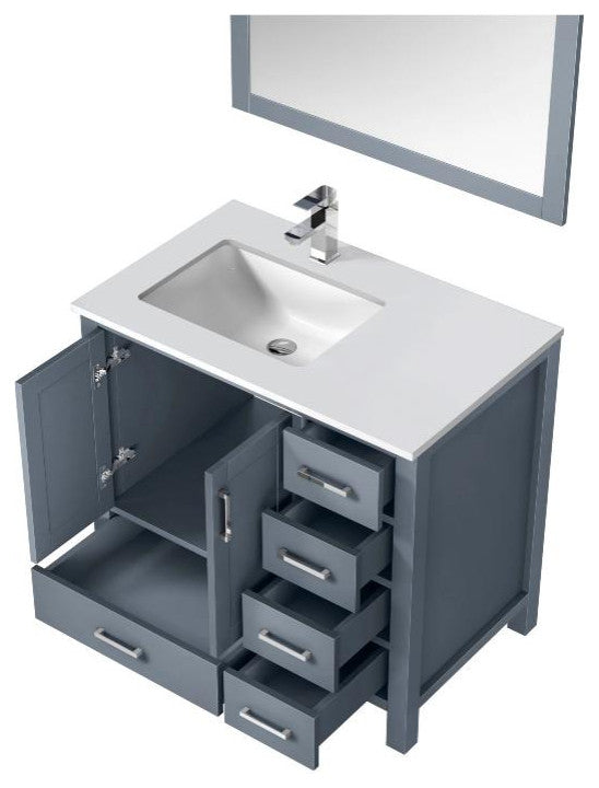 Jacques Modern Dark Grey 36" Single Vanity With Quartz Top