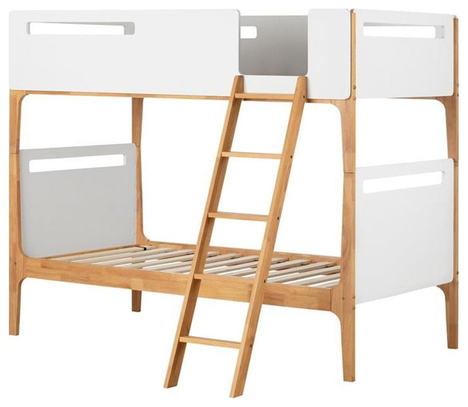 South Shore Bebble Modern Twin Over Twin Bunk Bed in Pure White