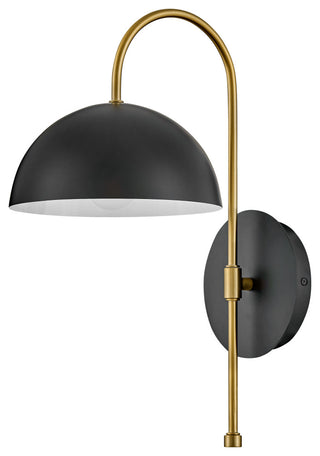 Lark Lou 17" Single Wall Sconce, Black + Lacquered Brass