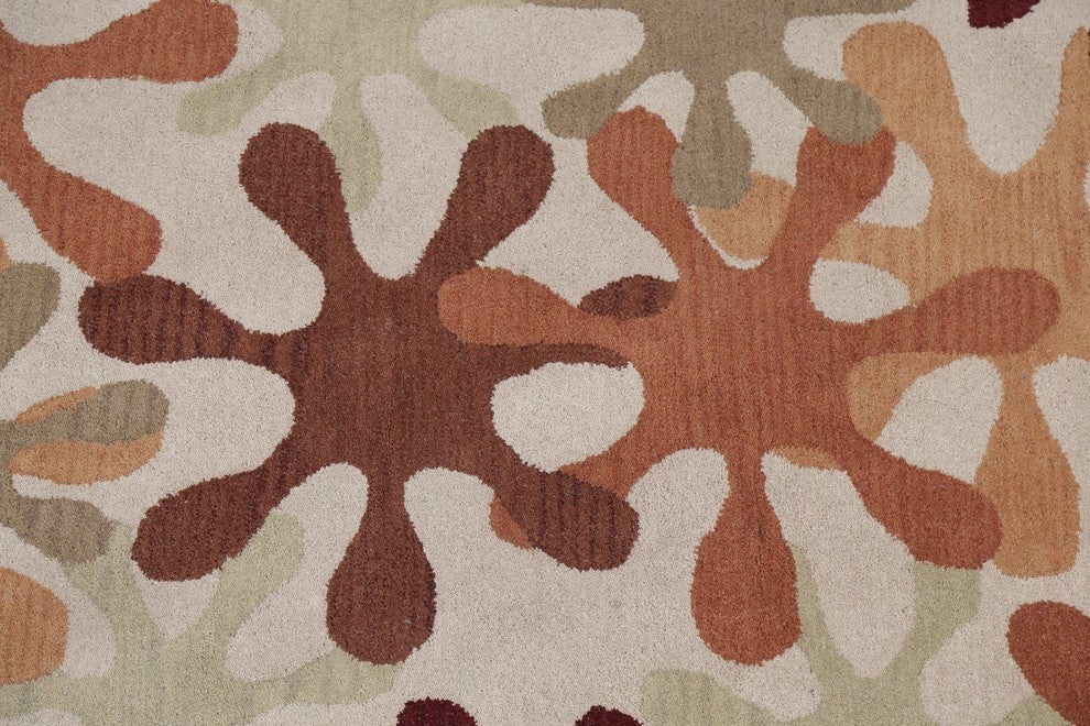 Floral Oushak Oriental Hand-Tufted Indian 8ft Round Area Rug, Beige, 7'10"X7'10"