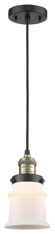 Small Canton 1-Light Mini Pendant, Black Antique Brass, Matte White
