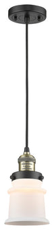 Small Canton 1-Light Mini Pendant, Black Antique Brass, Matte White