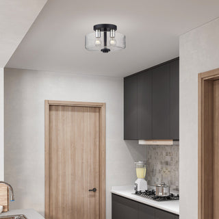 Whitworth 2 Light Black Medium Semi-Flush with Clear Glass