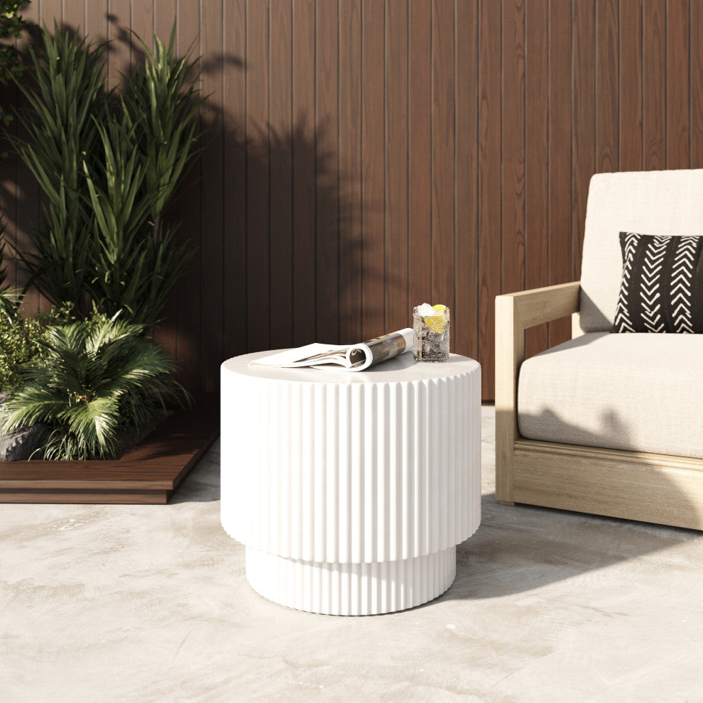 Modrest Gruver - Modern White Concrete End Table