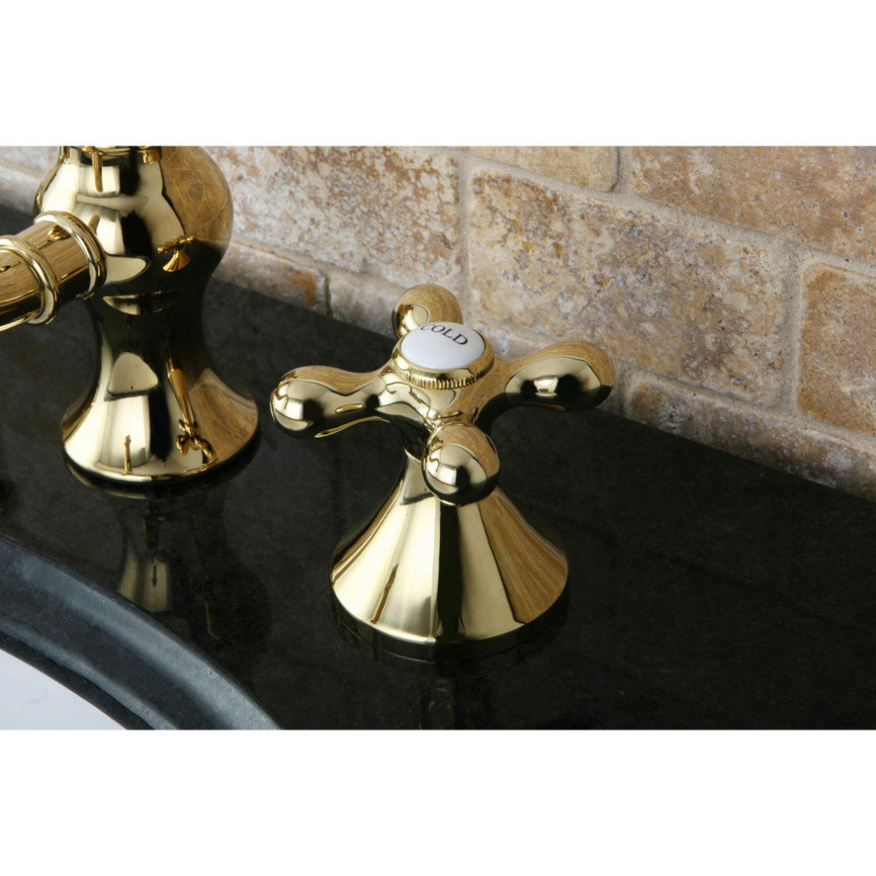 Kingston Brass Widespread Bathroom Faucet With Brass Pop-Up, Polished Brass