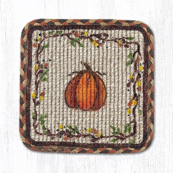 Harvest Pumpkin Wicker Weave Trivet 9"x9"