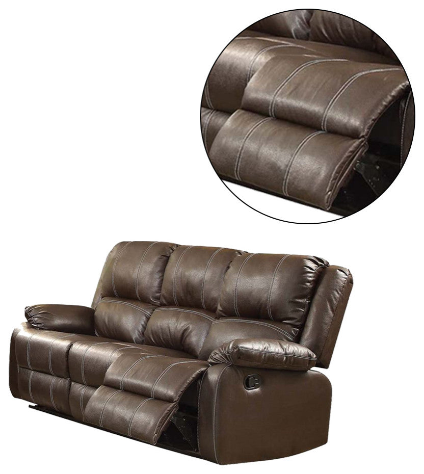 Faux Leather Reclining Sofa, Brown