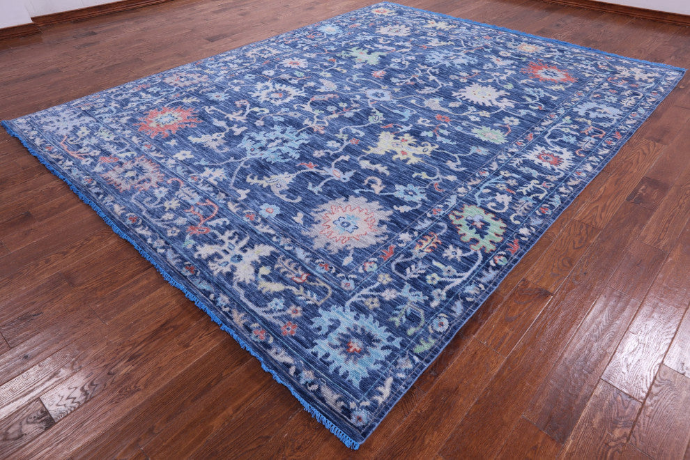 Hand-Knotted Turkish Oushak Wool Rug 9' 4" X 11' 10" - Q13311