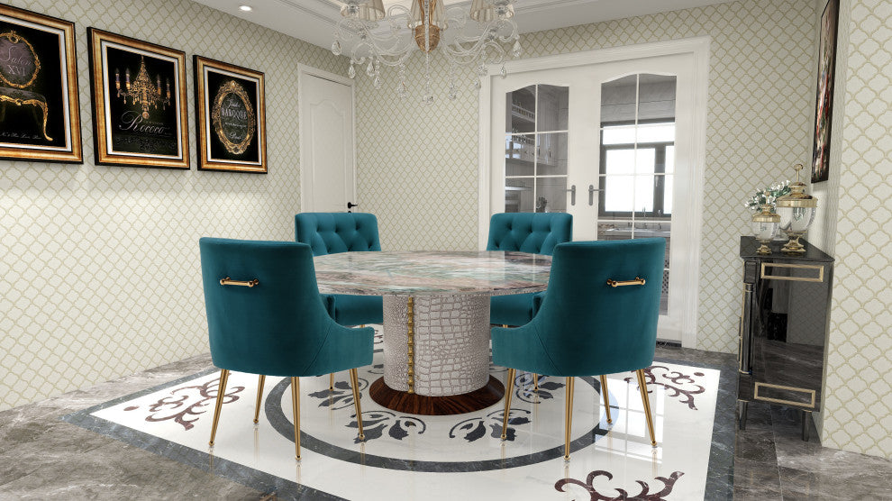 SEYNAR Elegant Velvet Dining Chairs Set of 2, Tufted Upholstered Accent Chair, Teal