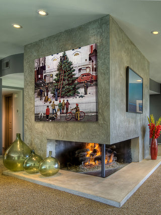 "Tree in Town Square" Painting Print on Canvas by Stevan Dohanos