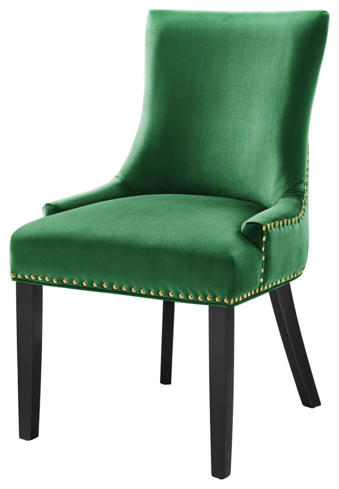 Dining Chair, Nailhead, Set of 2, Green, Velvet, Modern, Bistro Hospitality
