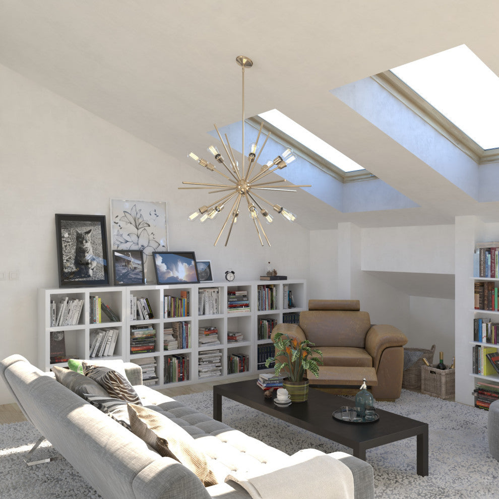 Estelle 36" 16 Light Pendant Natural Brass