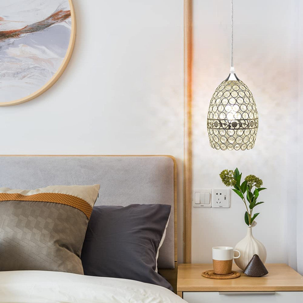 Modern Crystal Pendant Light, Adjustable Chandelier, Silver Finish