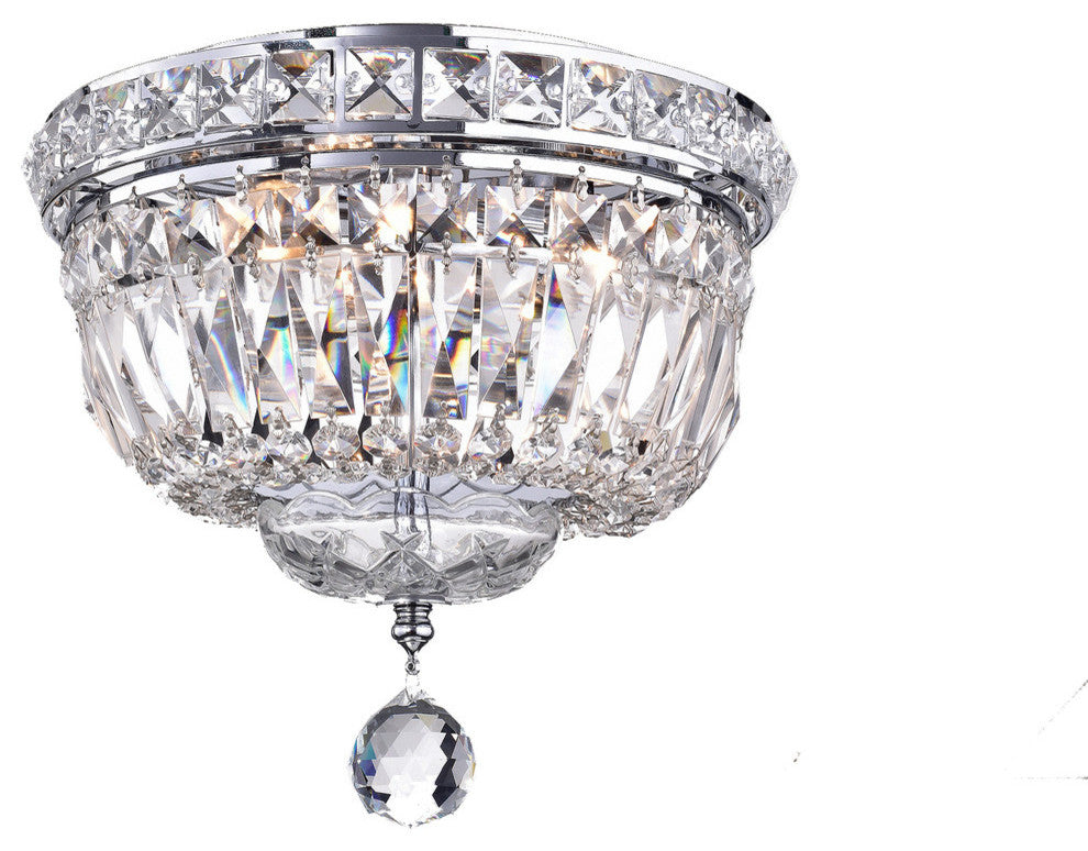 Sedguwa Clear and Crystal Basket Ceiling Lamp, Chrome