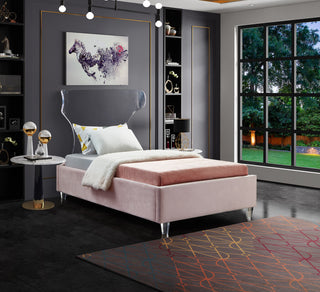 Ghost Velvet Upholstered Bed, Pink, Twin
