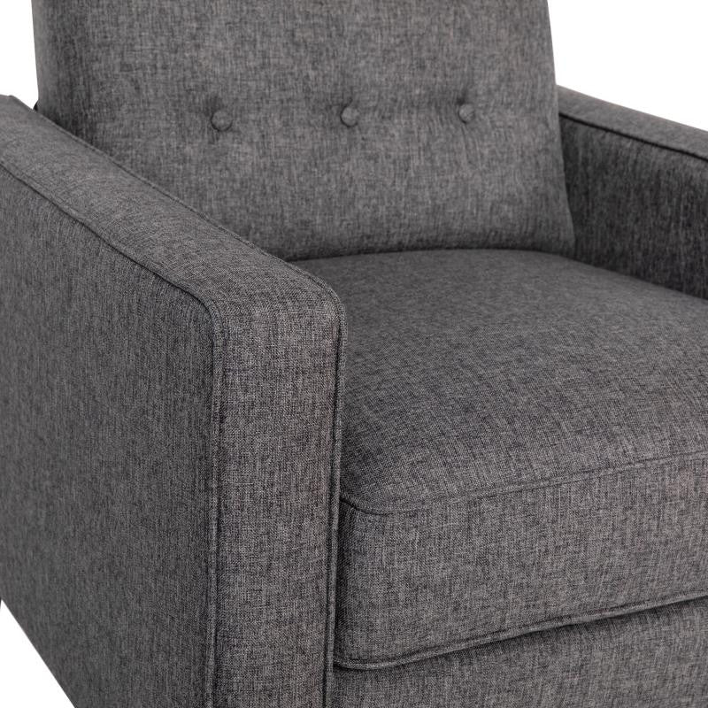 Ezra Upholstered Button Tufted Pushback Recliner, Gray