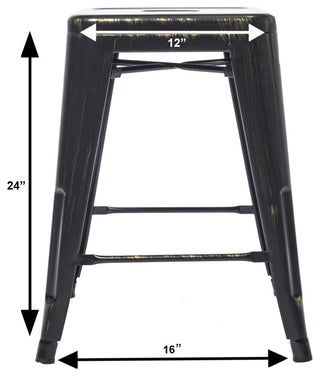 24" Stackable Industrial Golden Black Backless Kitchen Metal Barstools Set of 4