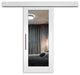 Mirrored White Painted Solid Wood Sliding Barn Door + Full Length Mirror, 36"x84" Inch, Hardware With Fascia, 1x Mirror One-Side