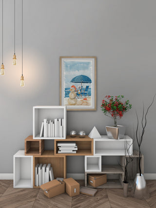 "Sandy Snowman" Framed Painting Print, 30x45