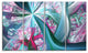 Blue Pink Fractal Plant Stems, Abstract Canvas Art Print, 48"x28", 4 Panels