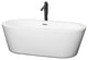 67" Freestanding Bathtub, White, Chrome Trim, Floor Mounted Faucet, Black