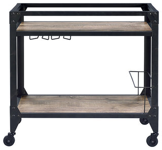 32" X 16" X 31" Black Metal Serving Cart