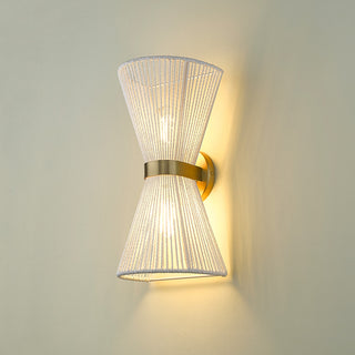 Avon 2-Light Wall Sconce, Brushed Champagne Bronze With Bleached White Raphia Rope Shade