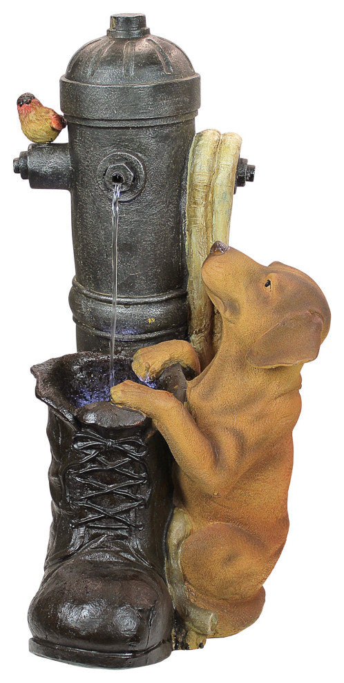 Fire Hydrant Pooch Sculptural Fountain