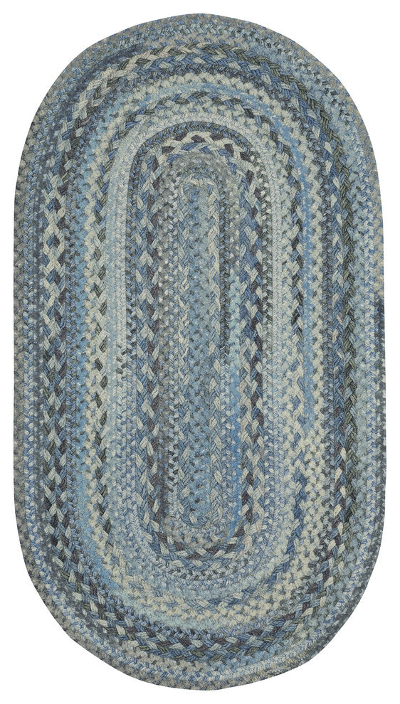 Harborview Braided Oval Rug, Blue, 11'4"x14'4"