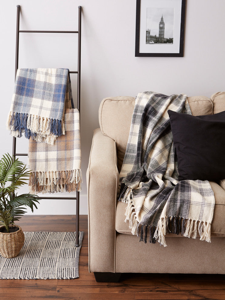 Black Farmhouse Plaid Throw