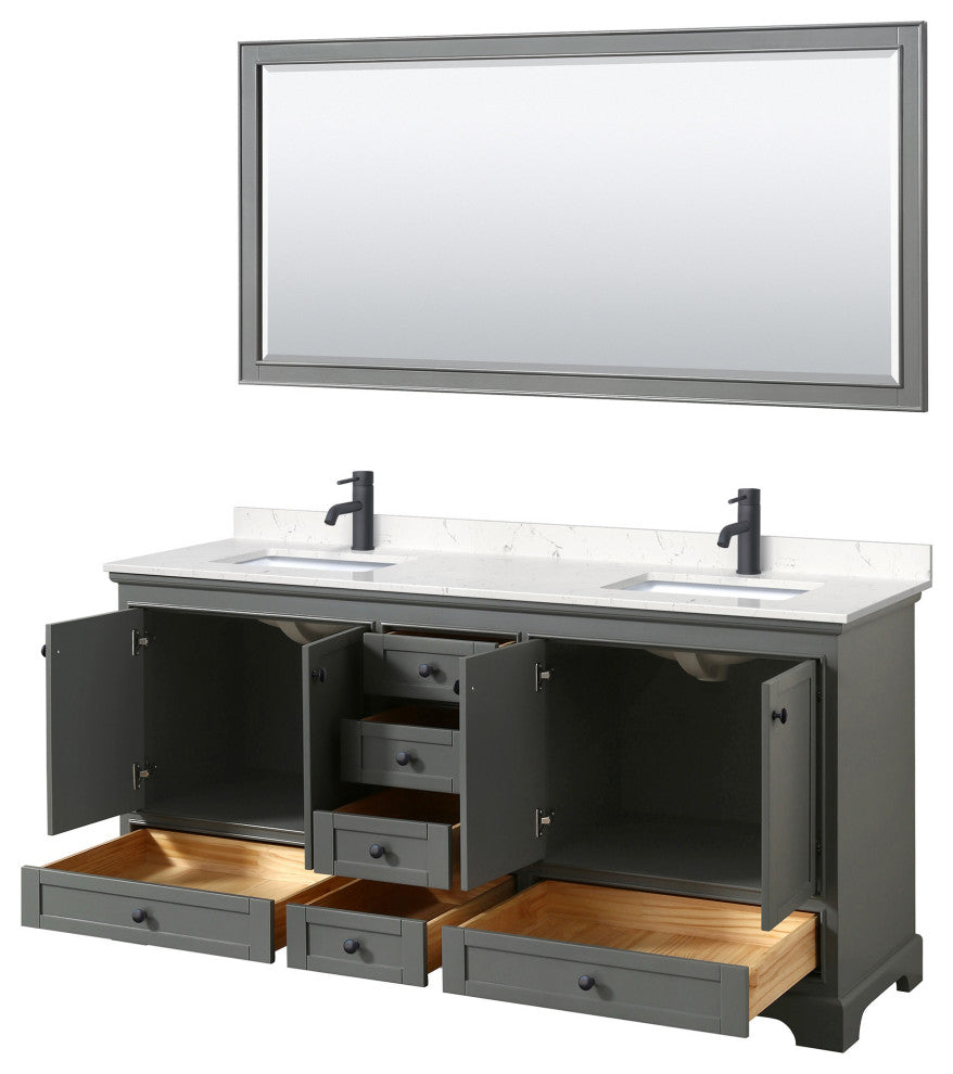 Wyndham Collection WCS202072D-VCA-M70 Deborah 72" - White / Carrara Cultured