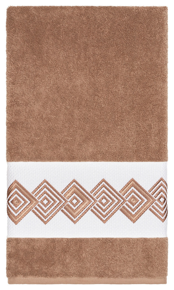 Linum Home Textiles Noah Embellished, Latte, Bath Towel, 4-Piece Set