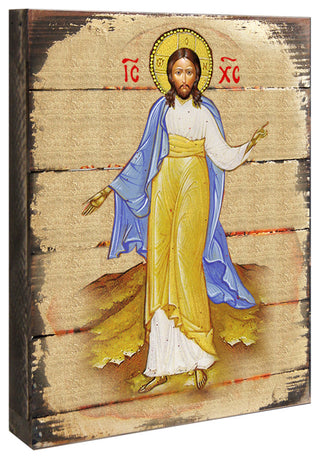 Icon Jesus Wall Art On Wood, 16 Inch