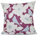 Modfloral, Floral Print Pillow, Purple, 16"x16"