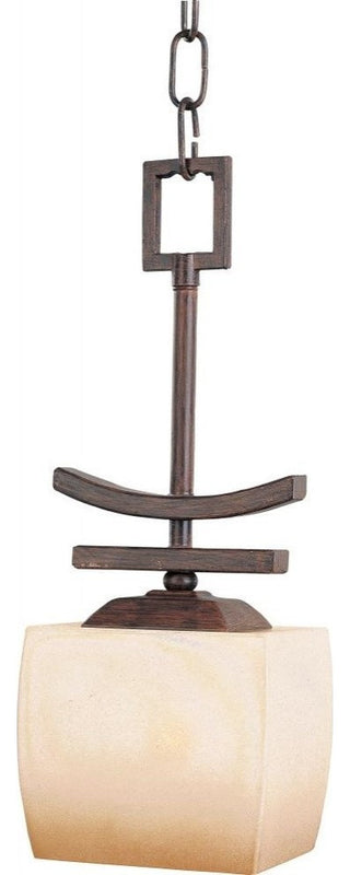 Maxim Asiana One Light Wilshire Glass Roasted Chestnut Down Mini Pendant