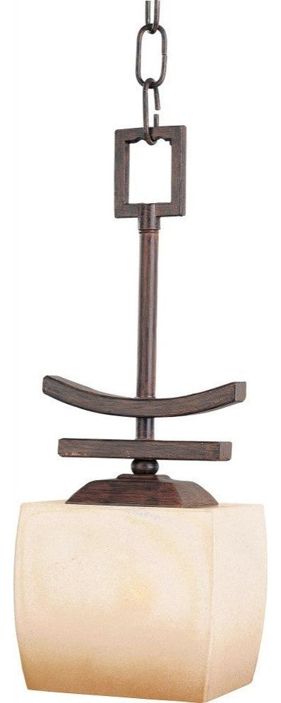 Maxim Asiana One Light Wilshire Glass Roasted Chestnut Down Mini Pendant