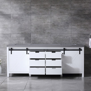 Marsyas 84" Double Vanity, White Square Sinks, No Mirror, White