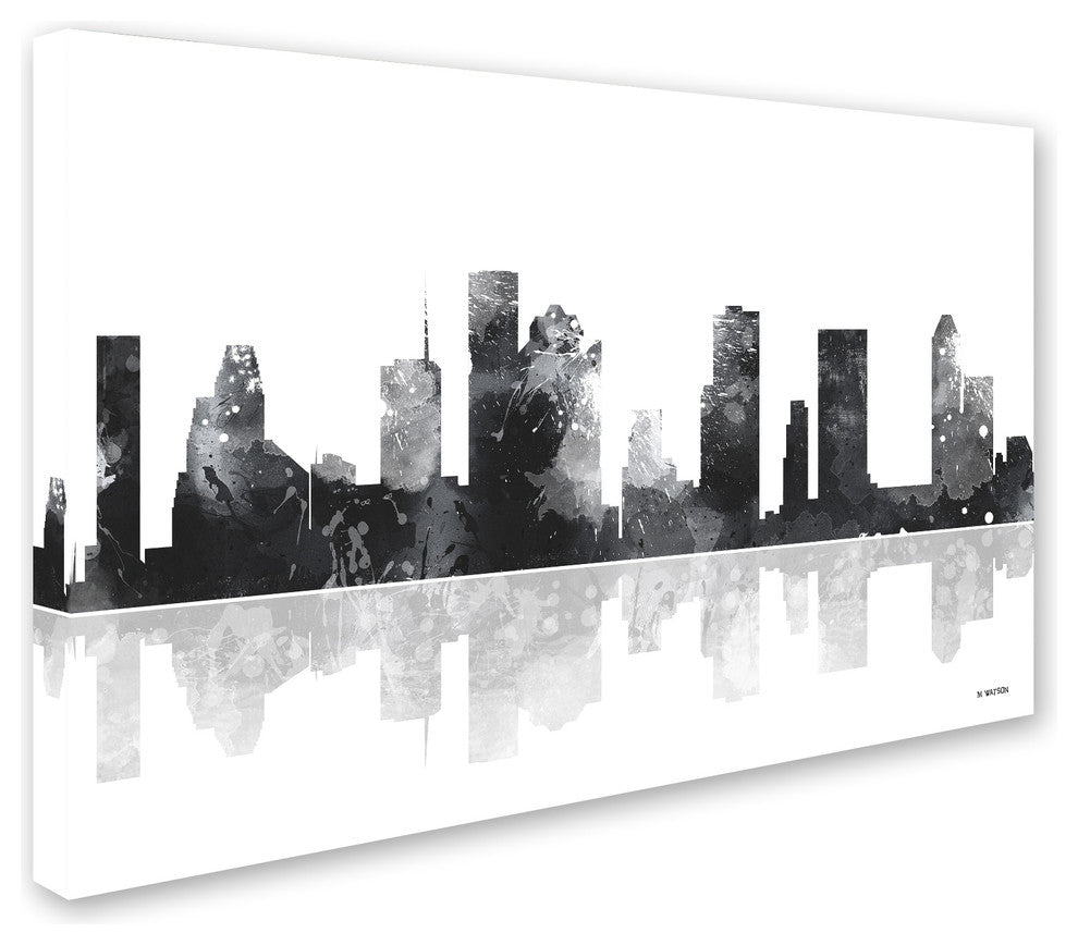 Marlene Watson 'Houston Texas Skyline BG-1' Canvas Art, 12"x19"