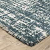 Greer Modern Distressed Etchings Dark Teal/ Ivory Area Rug, 2'3" x 7'6"