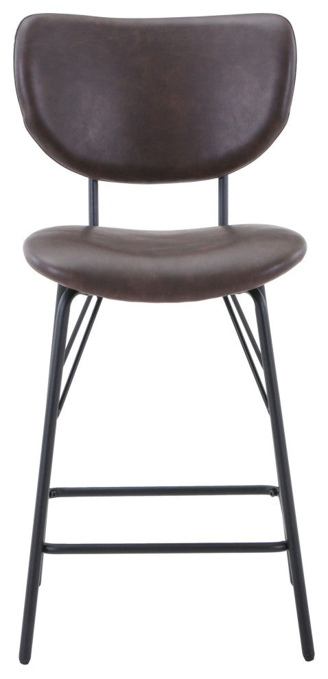 Owen Faux Leather Split-Back Counter Height Barstool (Set of 2) - Dark Brown
