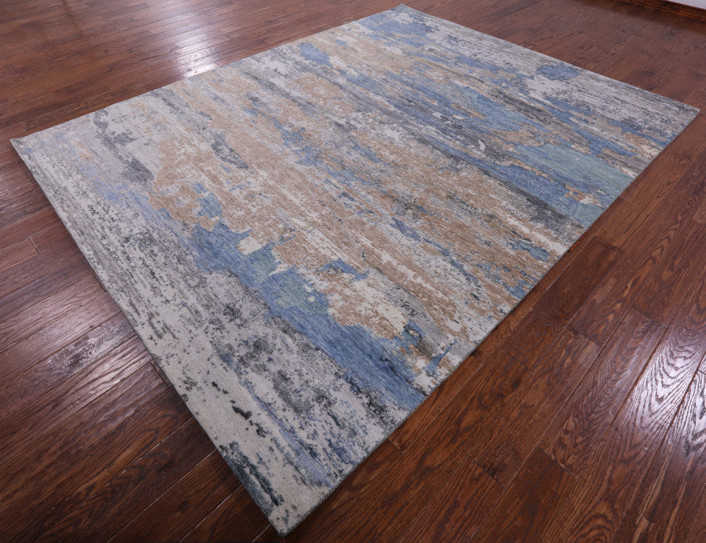 7' 11" X 10' 1" Wool & Silk Modern Handmade Rug - Q15532